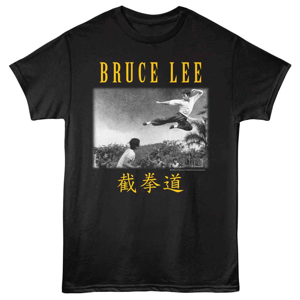 Bruce Lee – Flying Kick Landscape Photo Graphic Tee (Black)