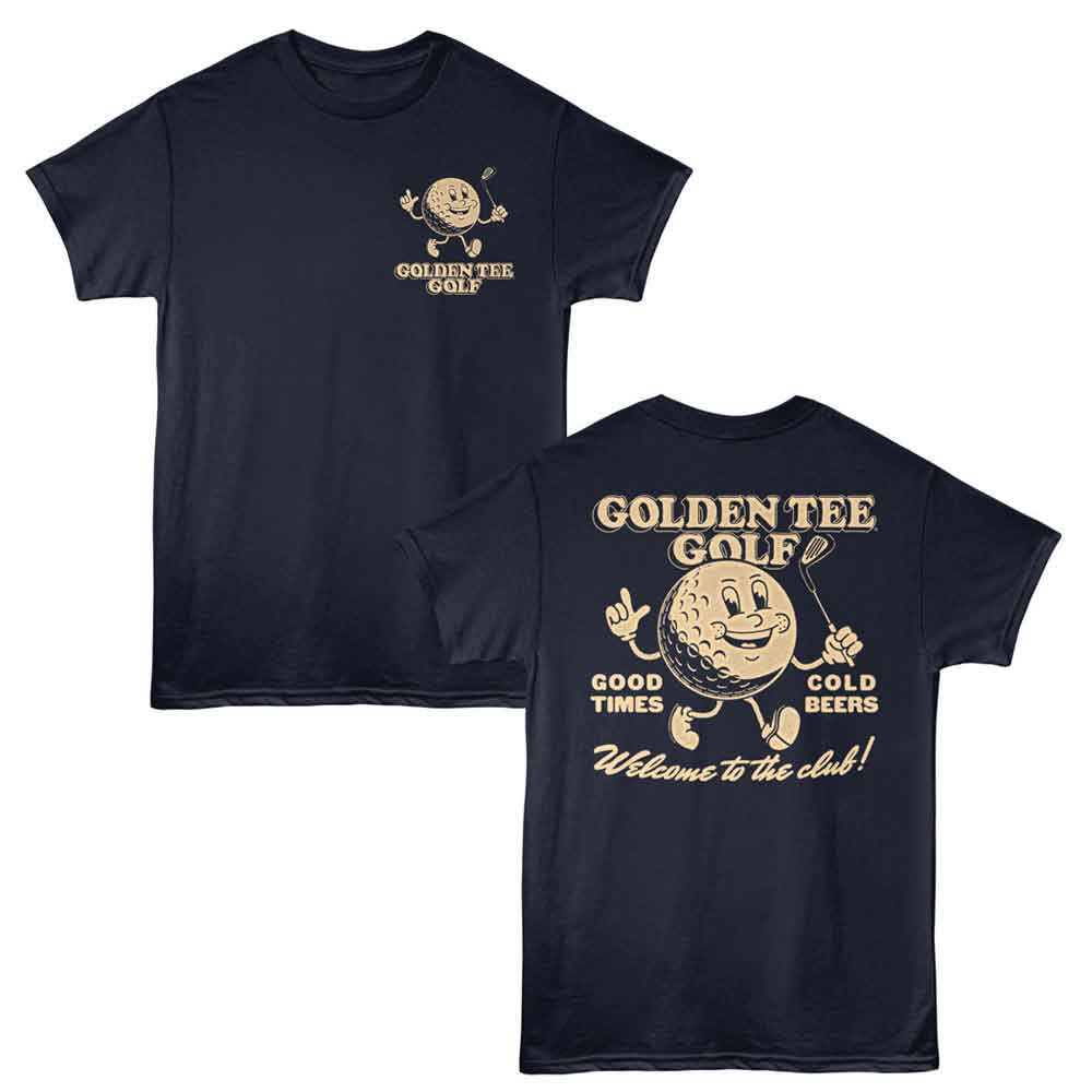 Golden Tee Golf – “Welcome to the Club” One‑Color Graphic Tee (Navy)