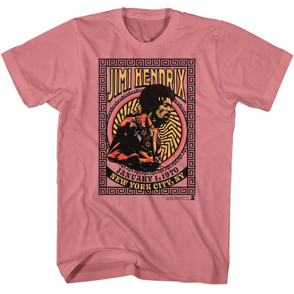 Jimi Hendrix – Psychedelic Elaborate Frame Concert Poster Tee (Pink)