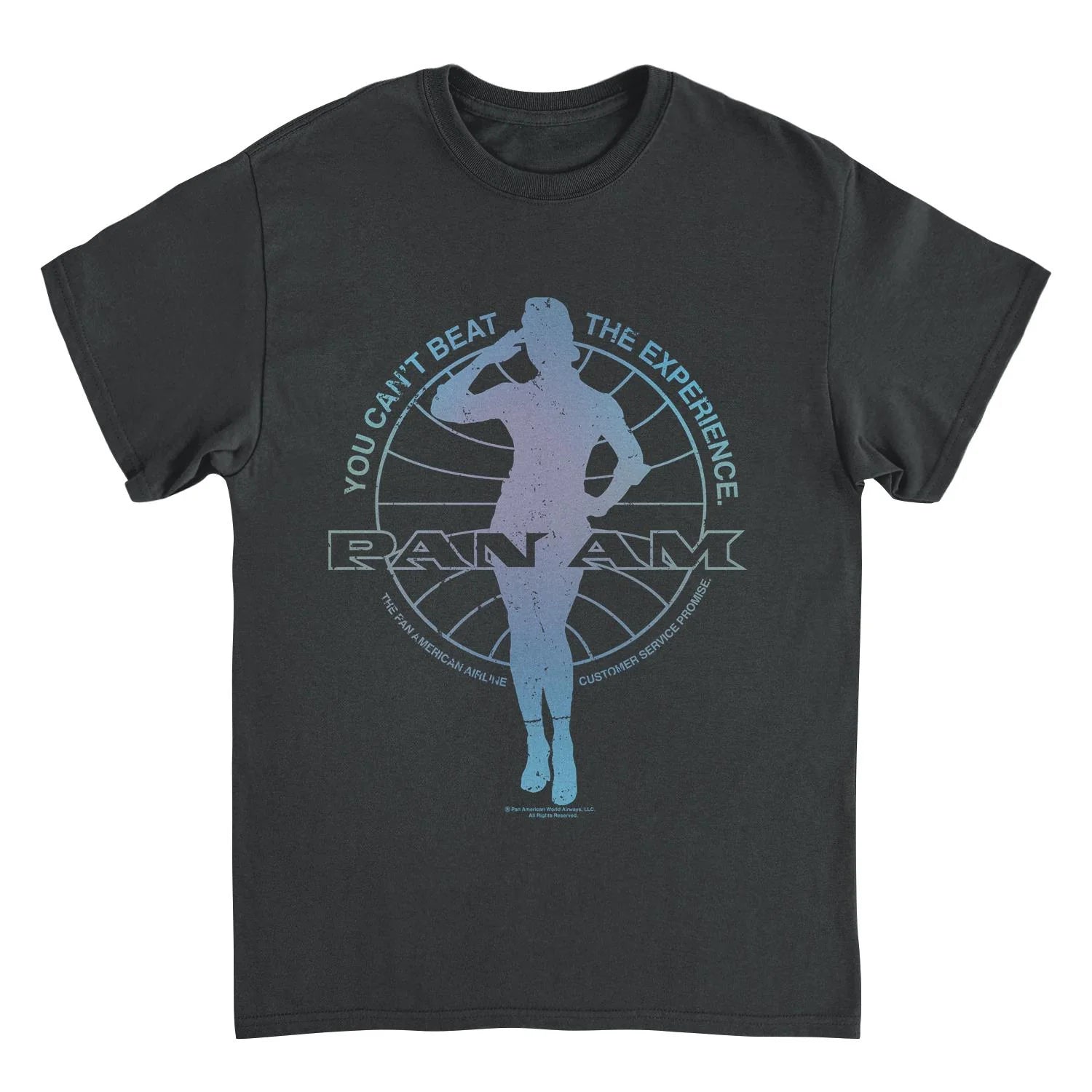 Pan Am – Flight Attendant Salute Silhouette Retro Graphic Tee (Black)