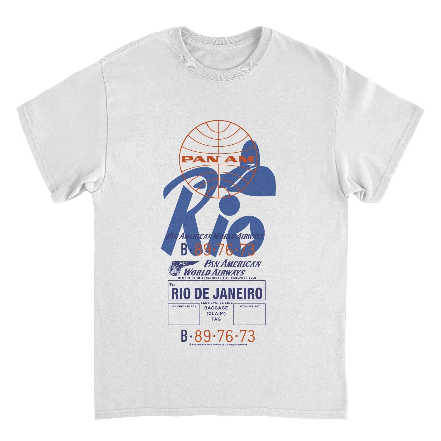 Pan Am – Retro Rio De Janeiro Luggage Tag Graphic Tee (White)